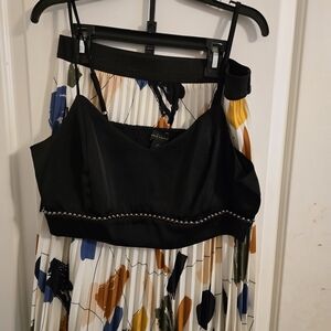 House of Harlow 1960 Black and Multicolor Abstract Midi Dress